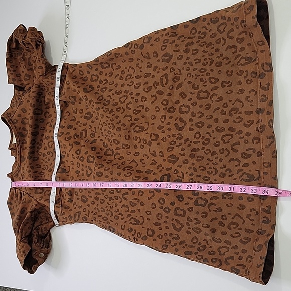 Universal Thread Brown Denim Short Sleeve Leopard Print Dress SZ 2 - Picture 9 of 13